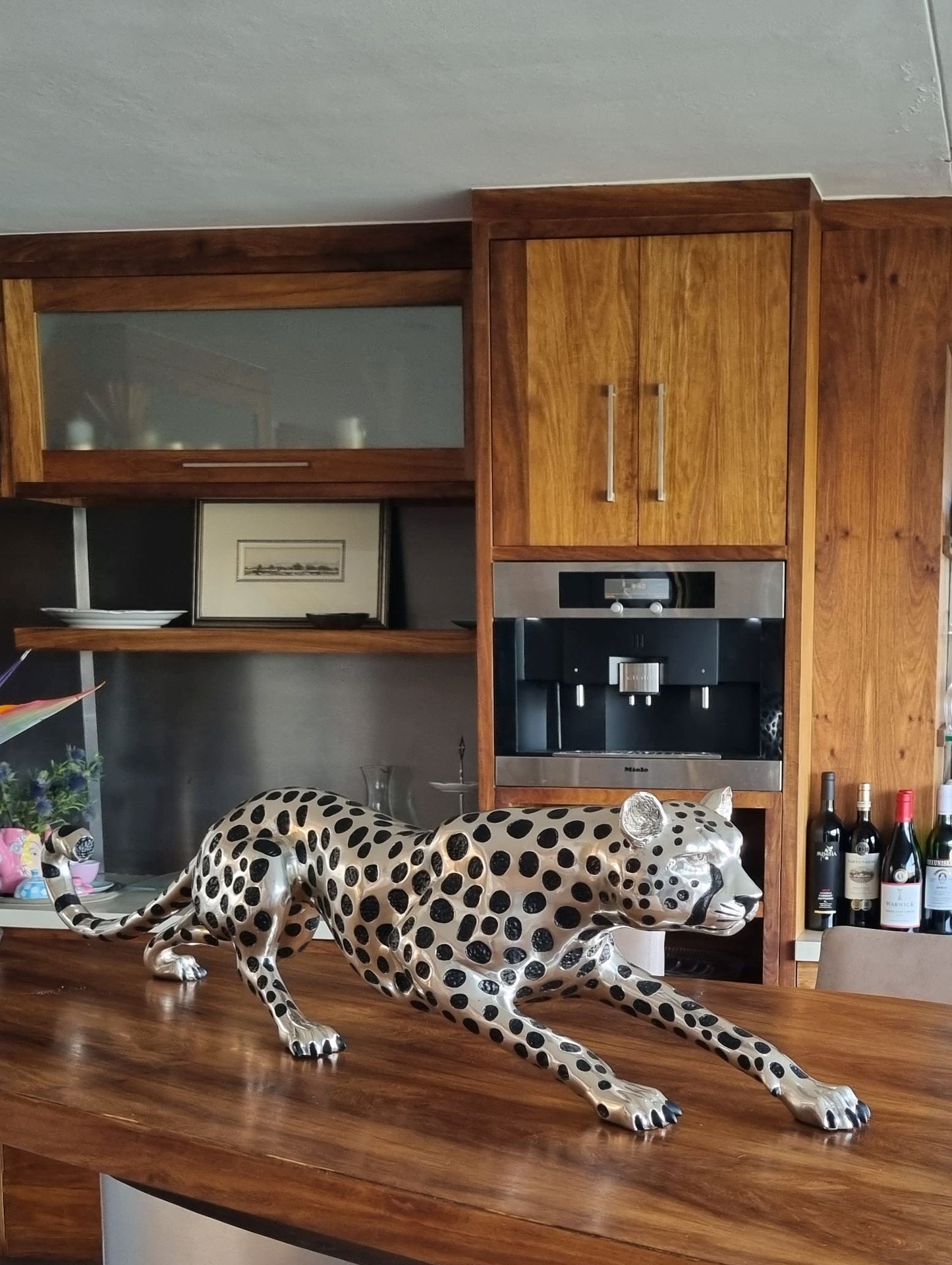 Cheetah Figurine - Silver Plated - Stalking
