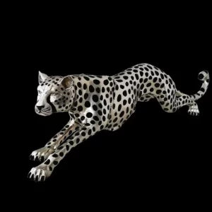Cheetah Figurine - Silver Plated - Stalking