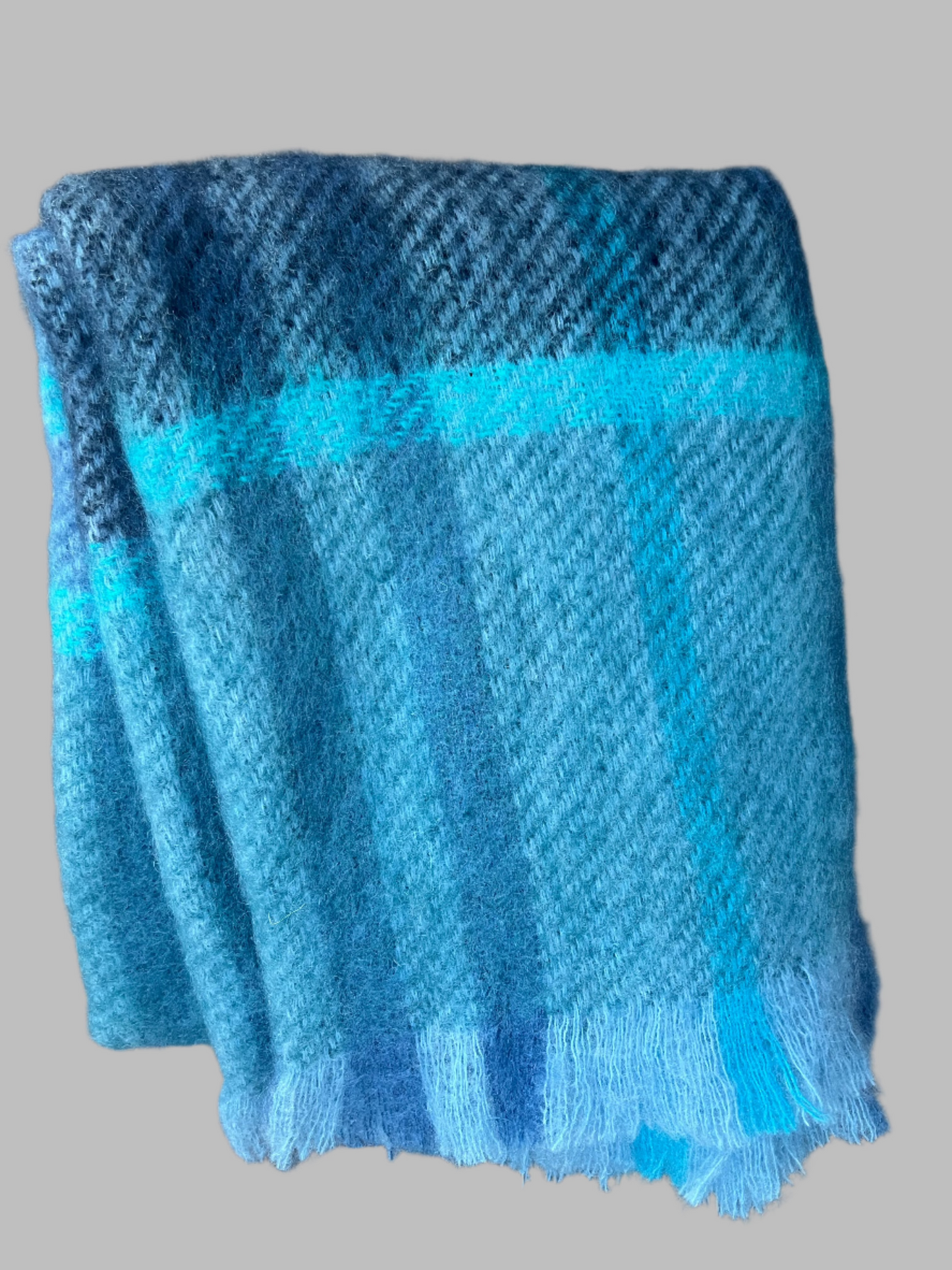 Mohair Wool Throw - Blue Tones