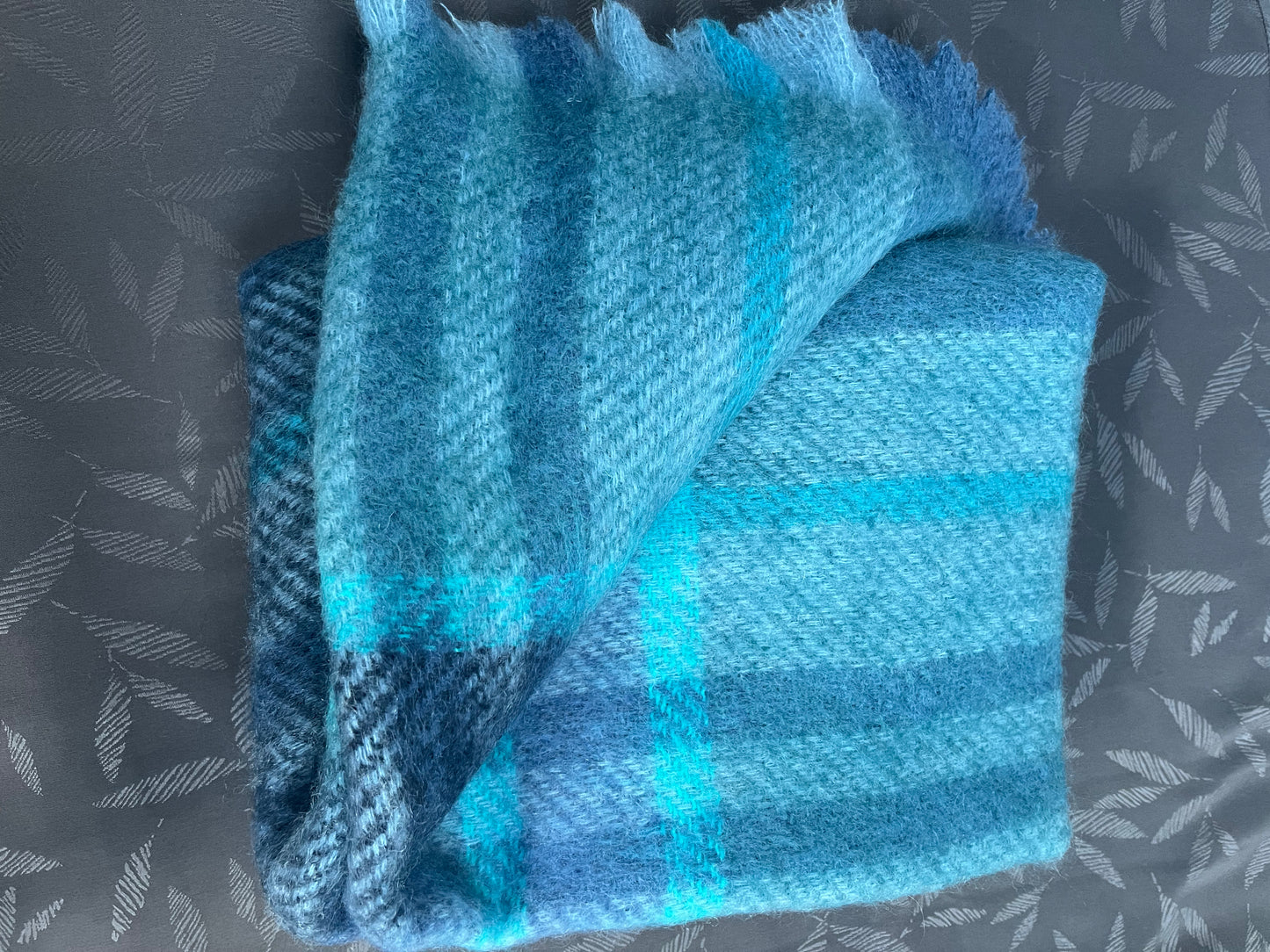 Mohair Wool Throw - Blue Tones