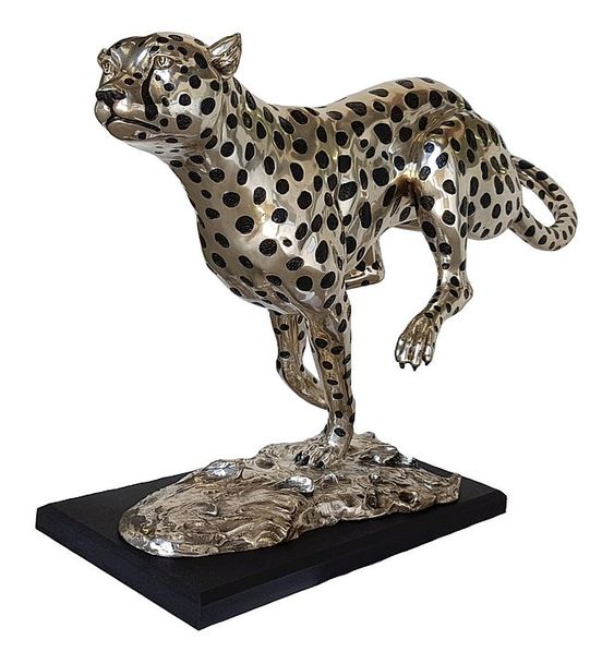 Cheetah Figurine - Silver Plated - Running