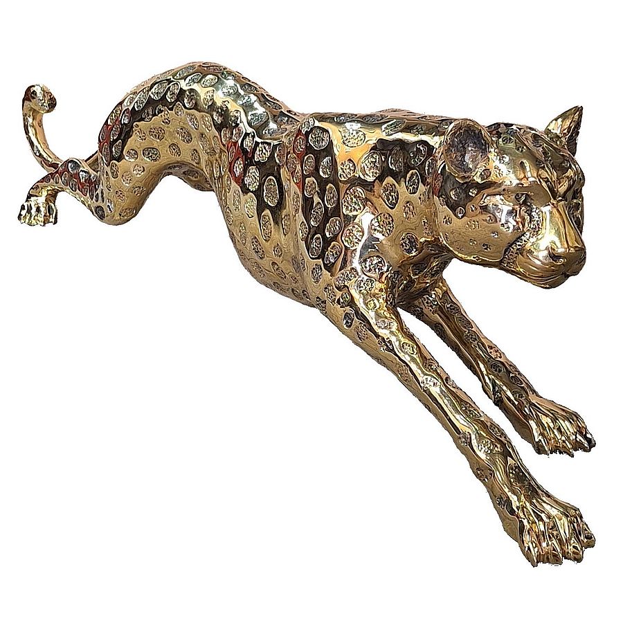 Golden Cheetah Figurine - Stalking