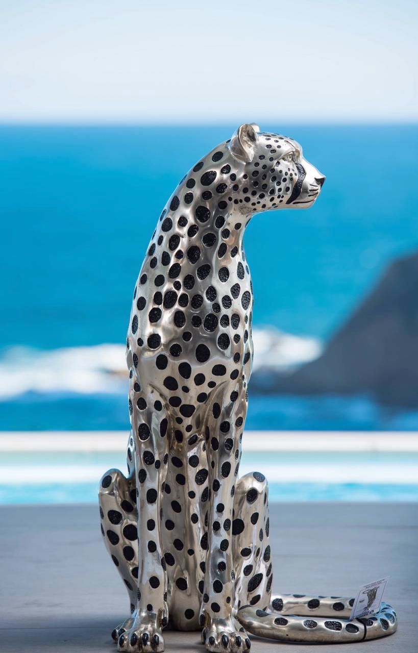 Silver Plated Cheetah Figurine