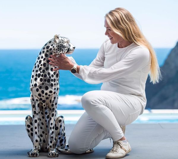 Silver Plated Cheetah Figurine